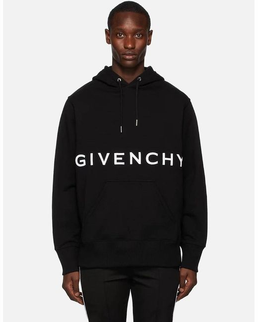 Givenchy Black 4G Logo Embroidered Hooded Sweatshirt for men