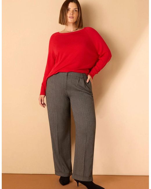Live Unlimited London Gray Herringbone Wide Leg Trouser