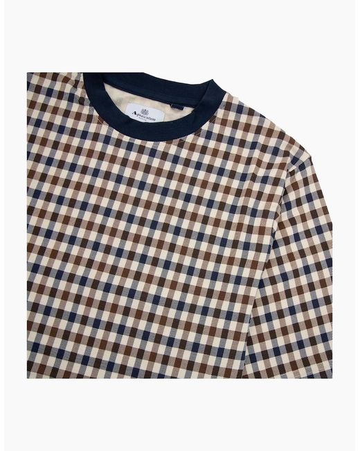 Aquascutum Blue Active Club Check T Shirt Trim for men