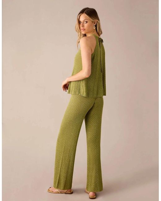 Ro&zo Metallic Sheer Lurex Knit Flared Trousers