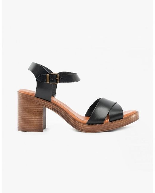 Hush Puppies Black Georgia Leather Heeled Sandals