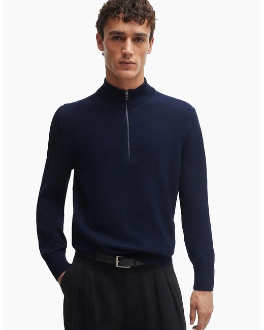 Boss Blue Boss Ebrando P Half Zip Knitwear Dark for men