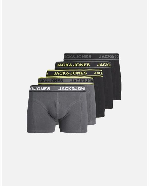 Jack & Jones Black Speed Solid 5 Pack Trunks for men