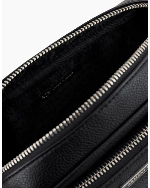 ARMANI EXCHANGE Black Metal Logo Rectagular Bag for men