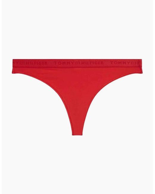Tommy Hilfiger Red Repeat Logo Thong, Fireworks
