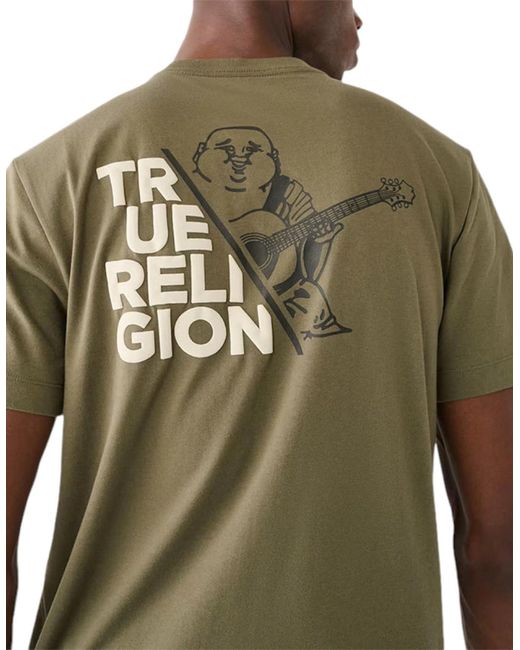 True Religion Green T Shirts Short Sleeve Buddha Summer Crew Neck Cotton Tee New for men