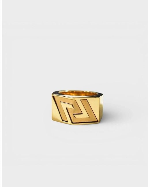 Versace Metallic Greca Engraved Ring