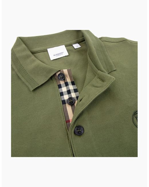 Burberry Green Manzoni Monogram Pique Polo for men