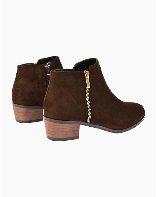 XY London Brown Ladies Alberto Zip Low Block Heel Boots