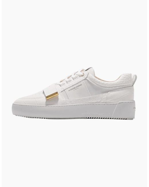Android Homme White Point Dume Strap Emboss Patent Croc & Hardware Trainer for men