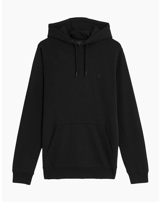 Lyle & Scott Black Lyle & Scott Tonal Superfine Overhead Hoodie for men