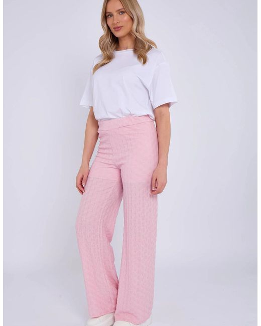 Gini London Pink Textured Elasticated Waist Flared Trousers