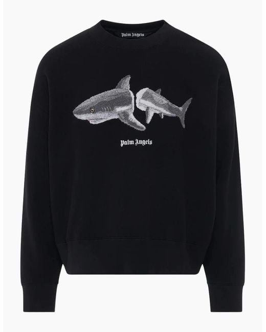 Palm Angels Black Split Shark Branded Logo Sweatshirt