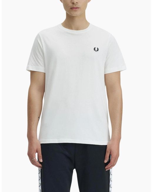 Fred Perry White T Shirt Ringer Crew Neck Short Sleeve Summer Tee for men
