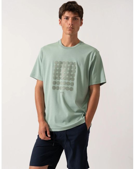 Boss Green Boss Tee Interlock-Cotton T-Shirt With Circle Artwork for men