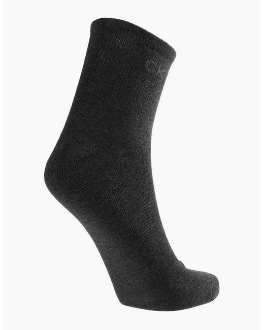 Calvin Klein Black 3-Pack Combed Cotton Short Socks, Mid Melange for men