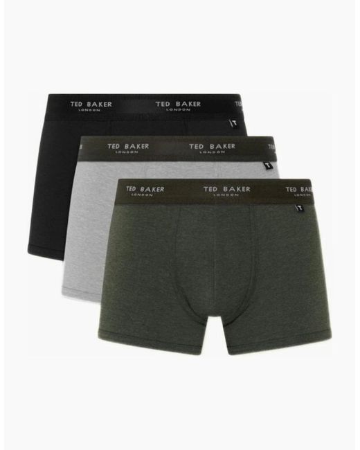 Ted Baker Black 3-Pack Coloured Boxer Trunks for men