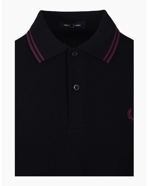 Fred Perry Black Twin Tipped Polo/Plum for men