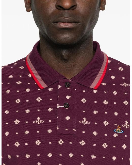 Vivienne Westwood Red All Over Orb Polo Shirt Burgundy for men