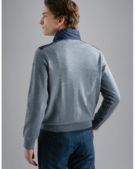 Paul & Shark Blue Wool Sweater With Typhoon Insert for men
