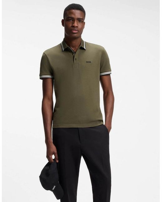 Boss Green Boss Paddy Cotton-Piqué Polo Shirt With Contrast Logo for men