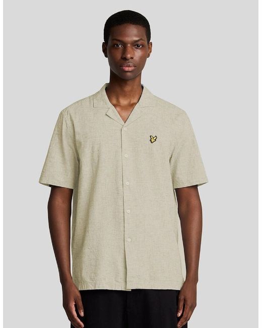 Lyle & Scott Natural Short Sleeve Oxford Shirt for men