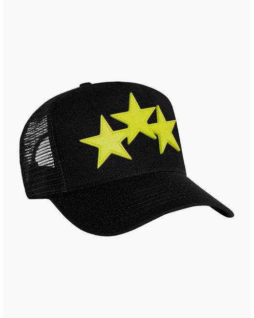 Amiri Black Three Star Trucker Hat Lime for men