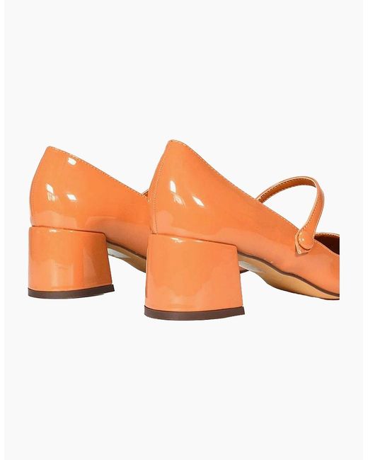 XY London Orange Ladies Leneka Slip-On Low Block Heel Court Shoes