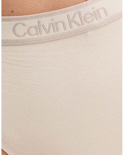 Calvin Klein Natural New Stone Logo Thong, Sandshell
