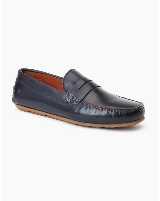 Base London Blue London Collins Leather Standard Loafers for men