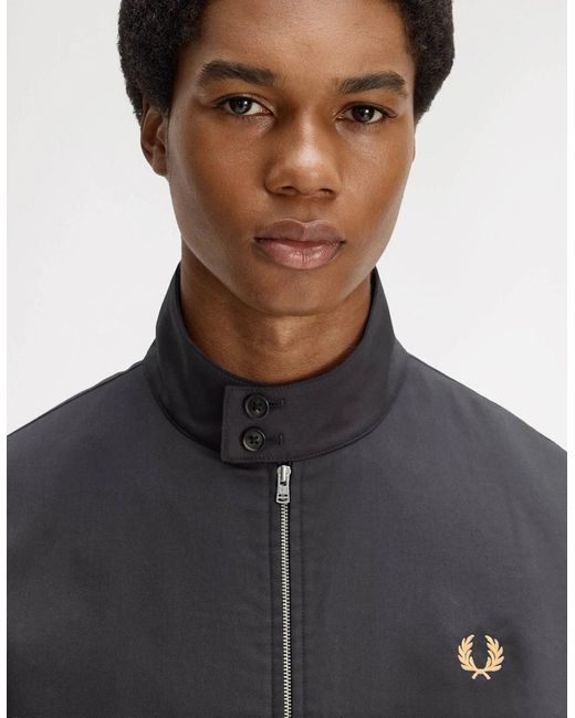 Fred Perry Black Twill Harrington Jacket for men
