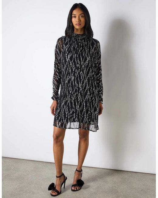 Ro&zo Black Petite Foil Keyhole Mini Dress