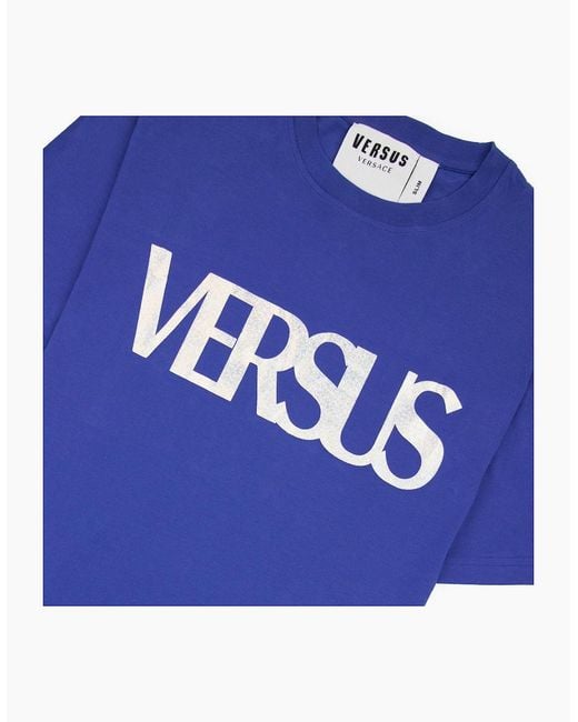 Versus  Blue Versace Versus Logo Printed T Shirt Royal for men