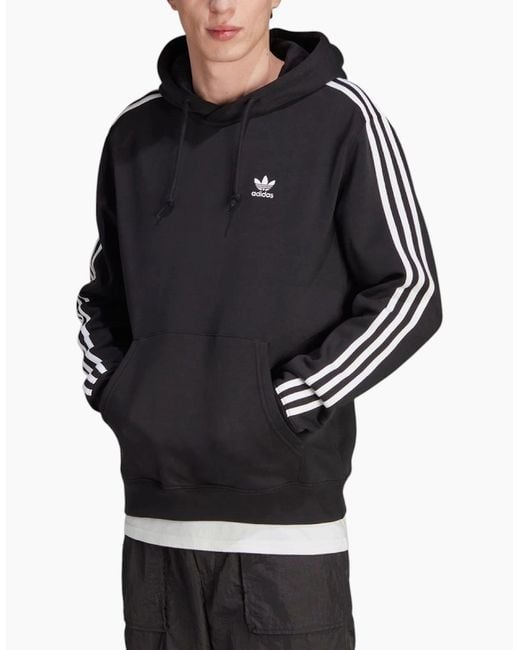 Adidas Black Originals 3-Stripes Pullover Hoodie Winter Fleece Hooded Sweatshirt for men