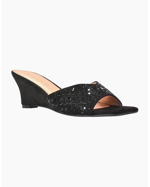 XY London Black Ladies Georgia Diamante Heeled Mule Sandals