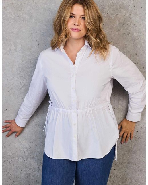 Live Unlimited London White Tie Waist Cotton Shirt