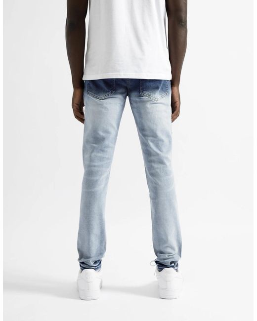 Magrit Blue Cannes Gradient Faded Ripped Jeans for men