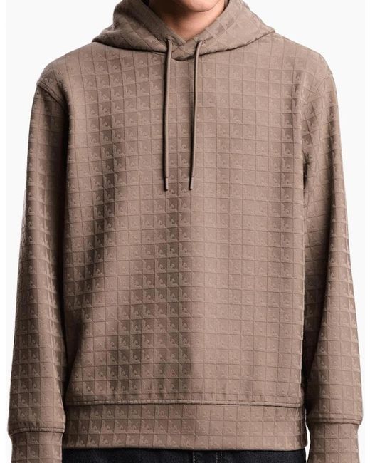 Emporio Armani Brown Asv Allover Logo Pullover Hoodie for men