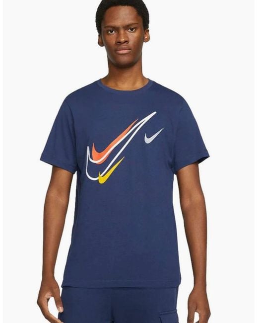 Nike Blue Sportswear Club Swoosh Classic Logo T Shirt for men