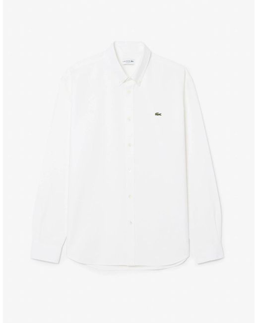 Lacoste White Casual Oxford Long Sleeve Shirt for men