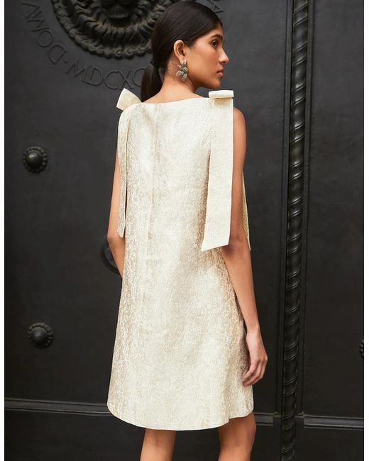 Ro&zo White Heidi Jacquard Bow Detail Mini Dress