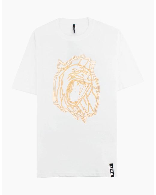 Versus  White Versace Versus Lion Head Print T-Shirt for men