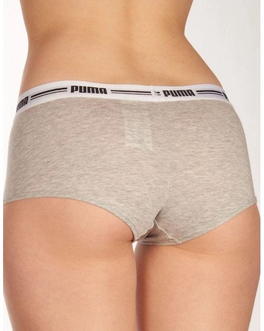 PUMA Gray 2-Pack Striped Logo Mid-Rise Mini Shorts, Melange
