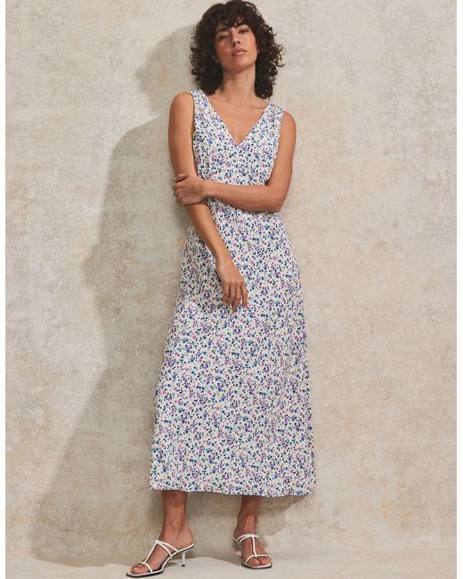 Ro&zo Gray Ditsy-Print V-Neck Midi Dress