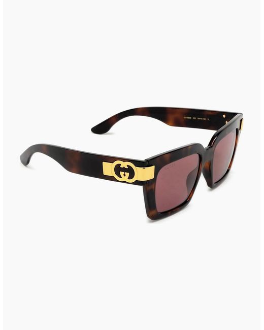 Gucci Brown Gg Interlocking Logo Sunglasses Tortoise