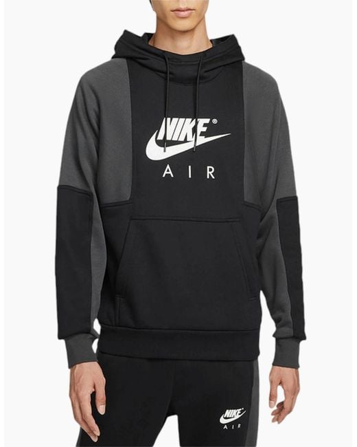 Nike Gray Air Contrast Pullover Hoodie Casual Hooded Sportswear Top for men