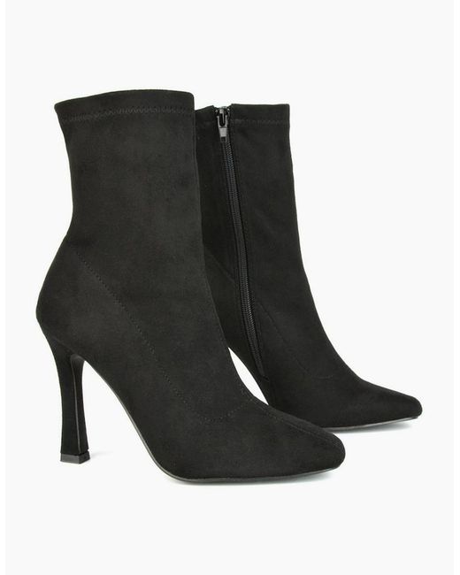 XY London Black Ladies Paula Side Zip Stiletto Heel Ankle Boots