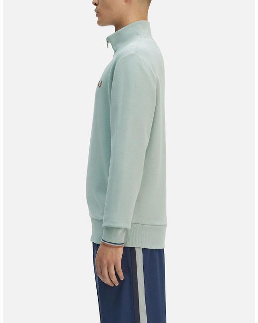 Fred Perry Blue Half Zip Sweatshirt for men