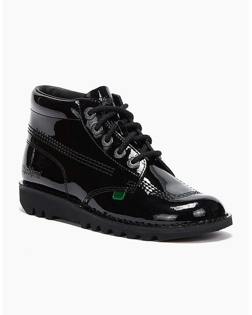 Kickers Black Kick Hi Patent Boots