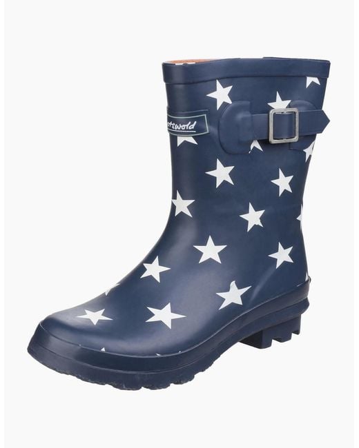 Cotswold Blue Badminton Rubber Star Slim Fit Wellington Boots